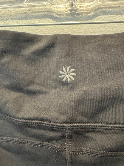 Athleta L Black crop legging w/ pattern panel sides