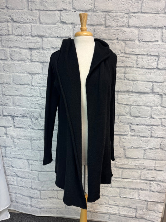 vince S Black CASHMERE blend open front hooded
