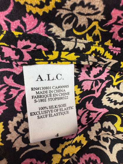 A.L.C. S Black/Pink Floral off shoulder bell sleeve