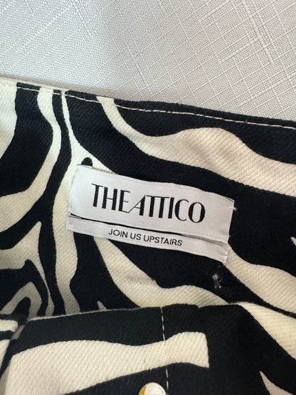 The Attico S White/Black zip up/belt zebra print mini