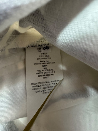 The Attico S White/Black zip up/belt zebra print mini