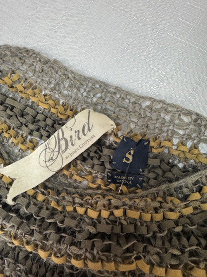 bird by Juicy Couture S Gray /tan woven "Ashen Stripe" NWT