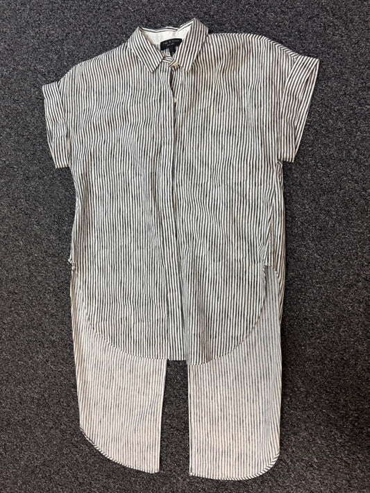 Rag & Bone S White/Grey SS Stripe Bttnup w/long split back