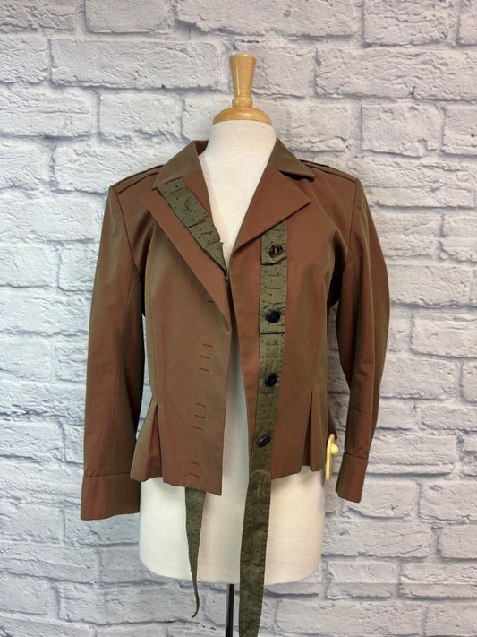 Yves Saint Laurent M Orange/Green Vntg Cotton w/ribbons