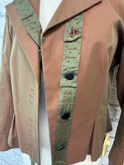 Yves Saint Laurent M Orange/Green Vntg Cotton w/ribbons