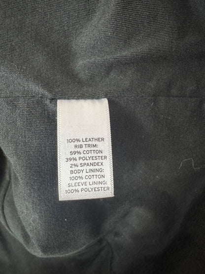 Hinge S Black 100% leather full zip assymetrical blazer