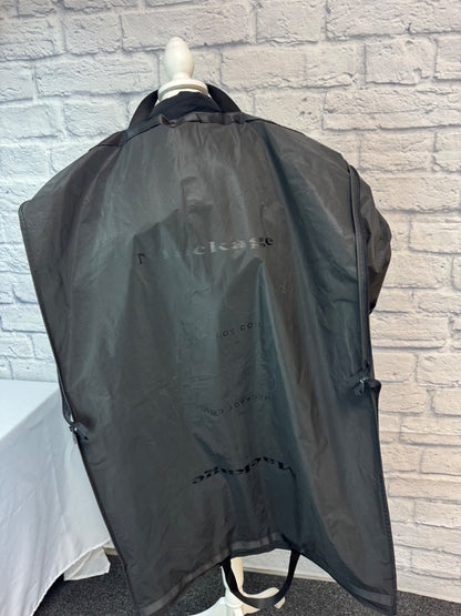 Mackage L Black Down midi jacket w/ hood/leather accents