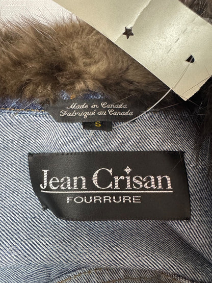 Jean Crisan S Dark Wash Denim Jacket w/Beaver trim