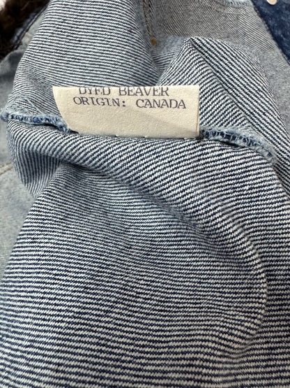 Jean Crisan S Dark Wash Denim Jacket w/Beaver trim