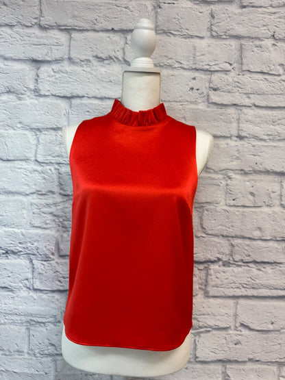 alice + olivia S Red silk high neck ruffle sleeveless