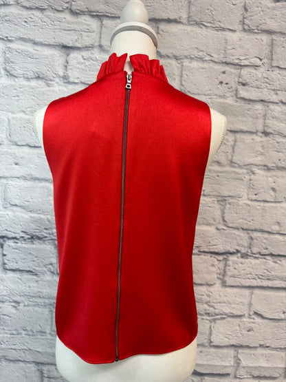 alice + olivia S Red silk high neck ruffle sleeveless