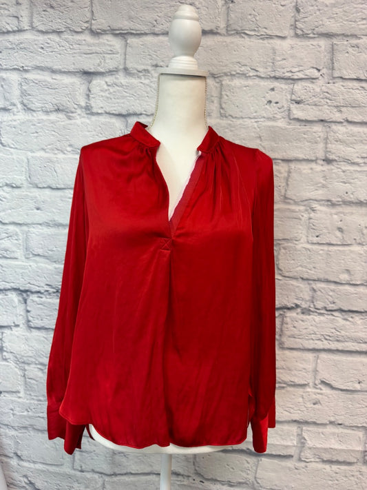 Zadig & Voltaire S Red LS V-neck Satin