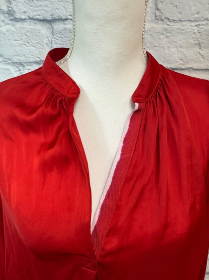 Zadig & Voltaire S Red LS V-neck Satin