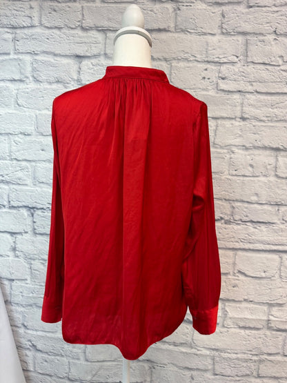 Zadig & Voltaire S Red LS V-neck Satin