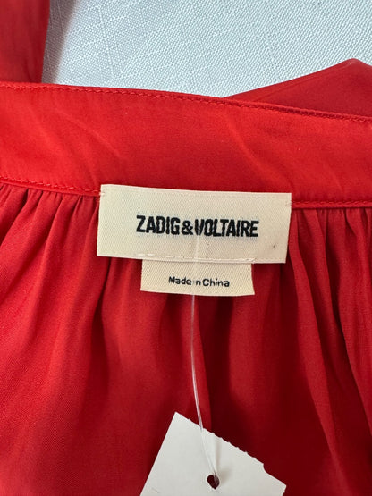 Zadig & Voltaire S Red LS V-neck Satin