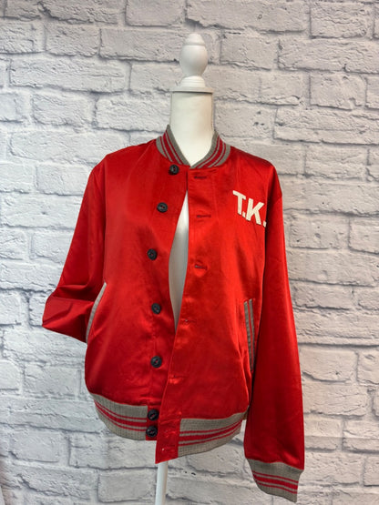 The Kooples S Red Satin Bomber bttn frnt