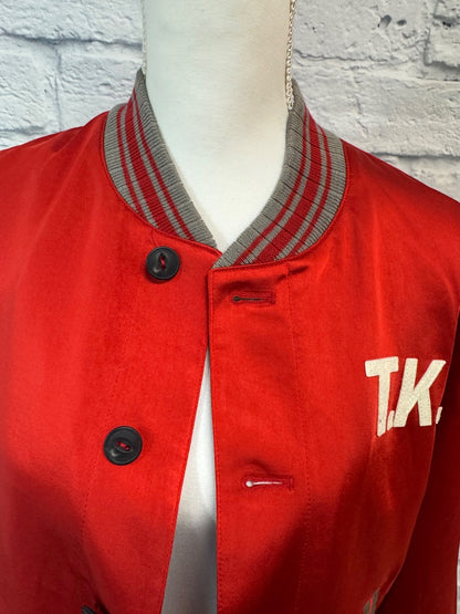 The Kooples S Red Satin Bomber bttn frnt