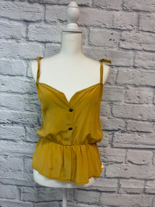 MYNE 6 Yellow 100% SILK button tank w/ ties