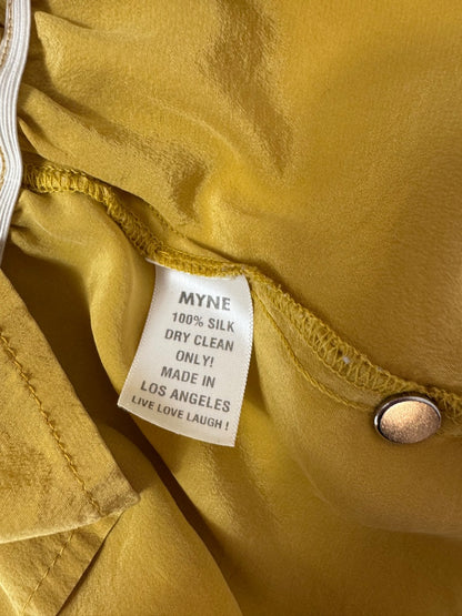 MYNE 6 Yellow 100% SILK button tank w/ ties