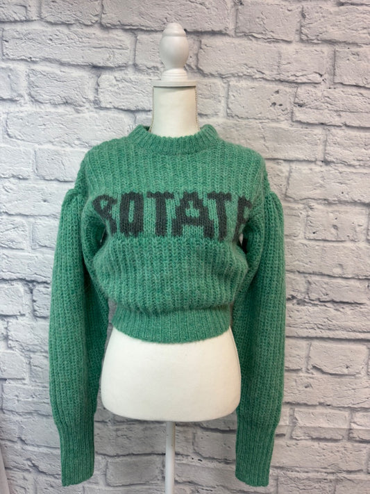 Rotate S Green NWT LS Cropped "Rotate" Knit sweater