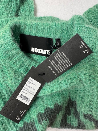 Rotate S Green NWT LS Cropped "Rotate" Knit sweater