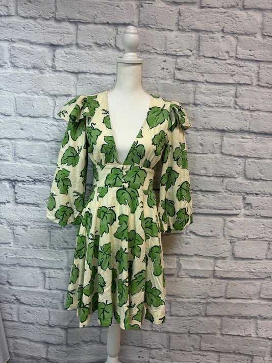 Kitri S Green/Cream NWT LS Leave Mini