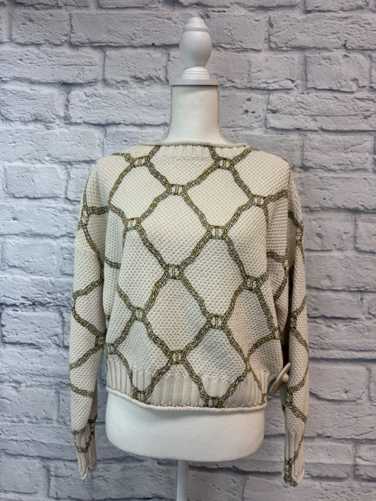 Twinset Milano M Cream Chain Pint Hi Neck cropped