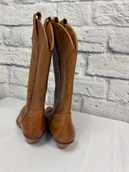 Circle S 6 Brown leather mid calf pointed toe western cowboy boots 'Jesse'