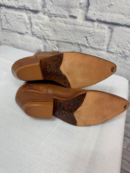 Circle S 6 Brown leather mid calf pointed toe western cowboy boots 'Jesse'