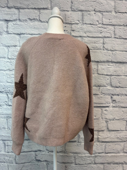 all saints M Pink LS Crewneck Star print