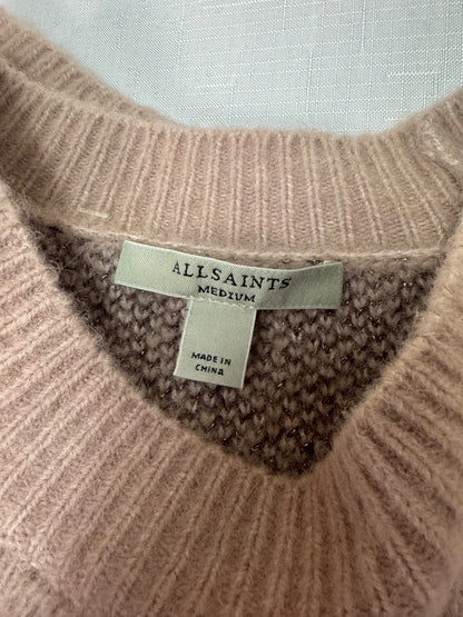 all saints M Pink LS Crewneck Star print