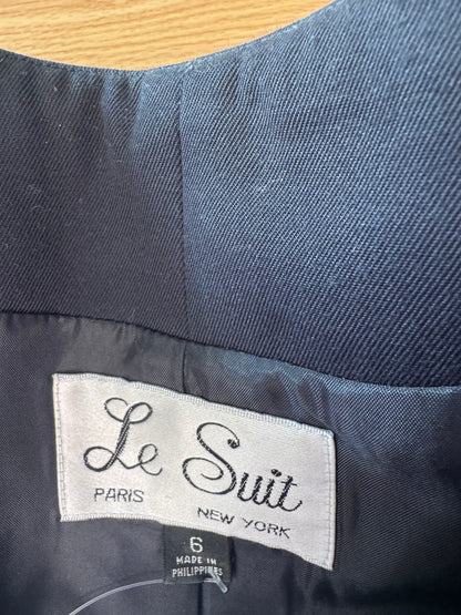 le suit M blue/tan Ls Houndstooth no collar