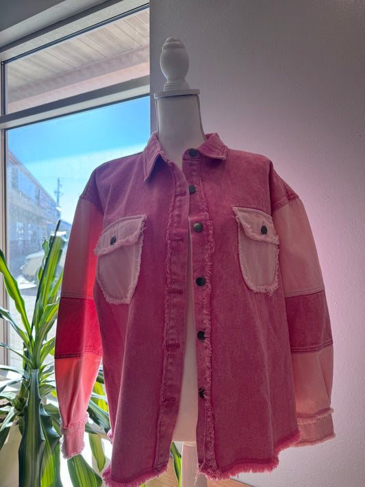 The Nines L Pink 2 tone denim jacket NWT