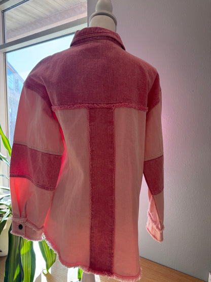 The Nines L Pink 2 tone denim jacket NWT