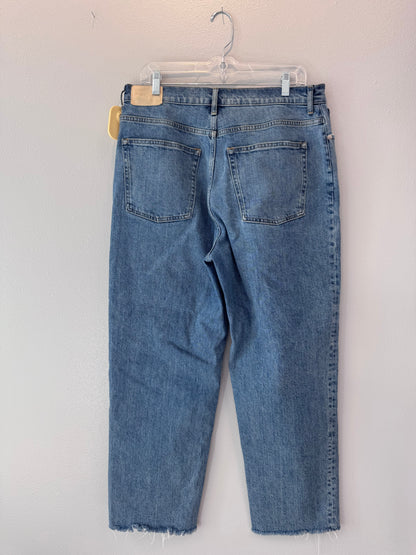 Everlane 14 Mid Wash wide leg straight leg cropped