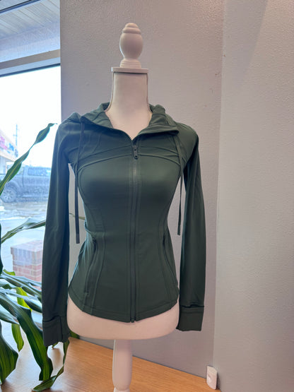 Lululemon 4 Green hooded full zip athletic sweatshirt