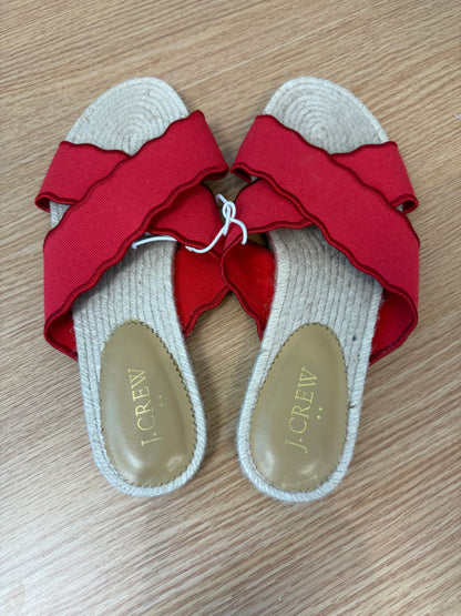 j crew 8 Red canvas double strap jute sole sandal NWOT