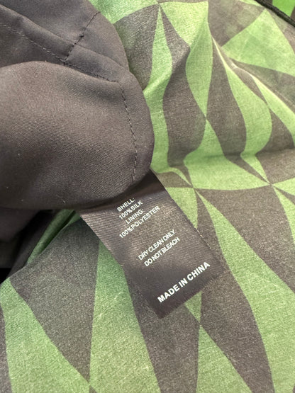 Cynthia Rowley 0 Green/Black NWT Silk Organza patterned ruffle
