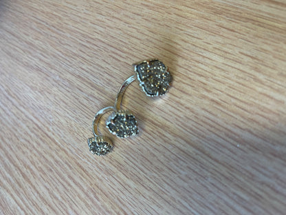 Kendra Scott  Copper Crushed crystals in gold; *2-Finger* Ring Copper