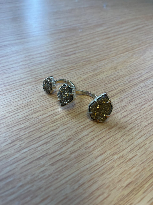 Kendra Scott  Copper Crushed crystals in gold; *2-Finger* Ring Copper