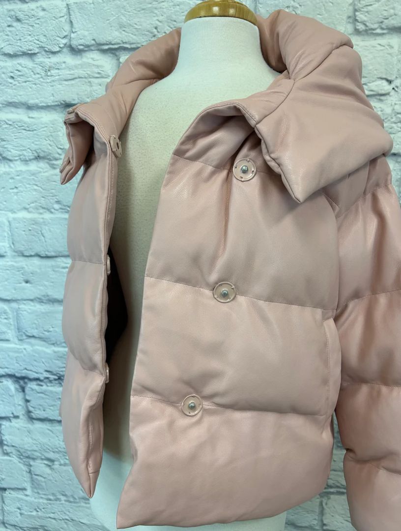 Jakke Patricia quilted Faux Leather Hooded Jacket NWT