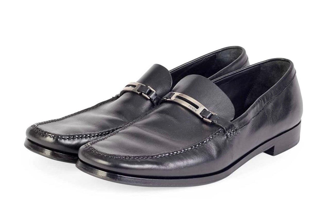 Prada Black Men's Leather Loafers