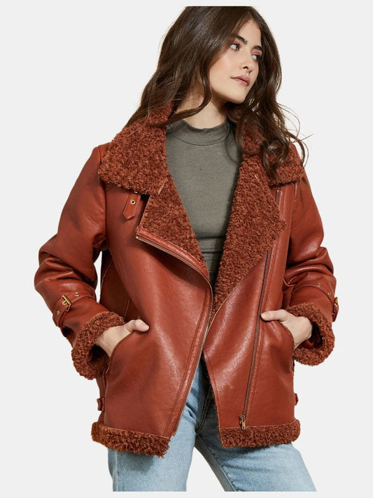 Hutch Faux Leather & Sherpa Coat