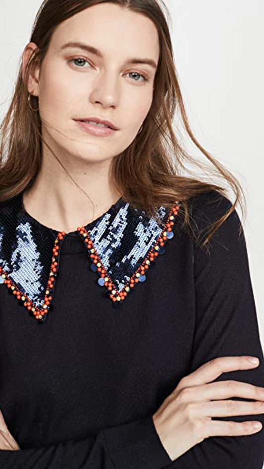 Tory Burch "Embellished Collar Pullover"
