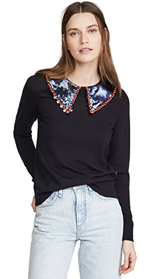 Tory Burch "Embellished Collar Pullover"