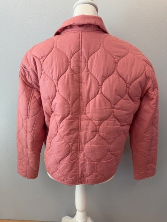 Lucky Brand S Pink quilted full zip SRING jacket w/ gold hardware
