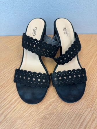L'Agence 8.5 Black 2 strap block heel