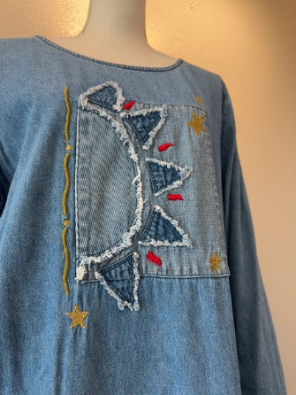 Bleu Bayou L Blue Denim u-neck w sun&star