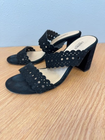 L'Agence 8.5 Black 2 strap block heel