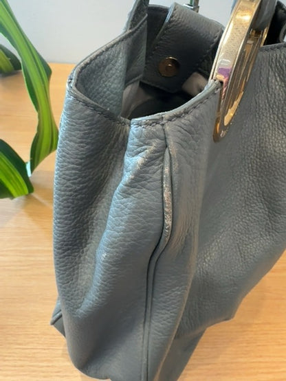 Micheal Kors  Gray Pebble leather 2handle w/ gold MK on strap AS IS